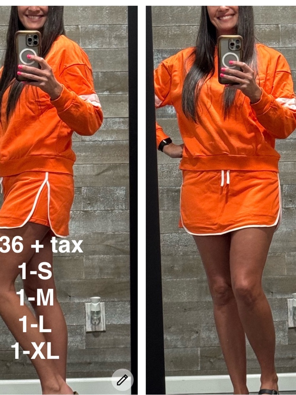 Women's Orange Athletic Skort - Drawstring Waist